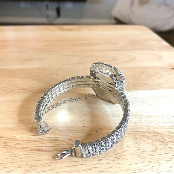 New Sapphire blue crystal crystal collar necklace earrings bangle bracelet set - Picture 10 of 11